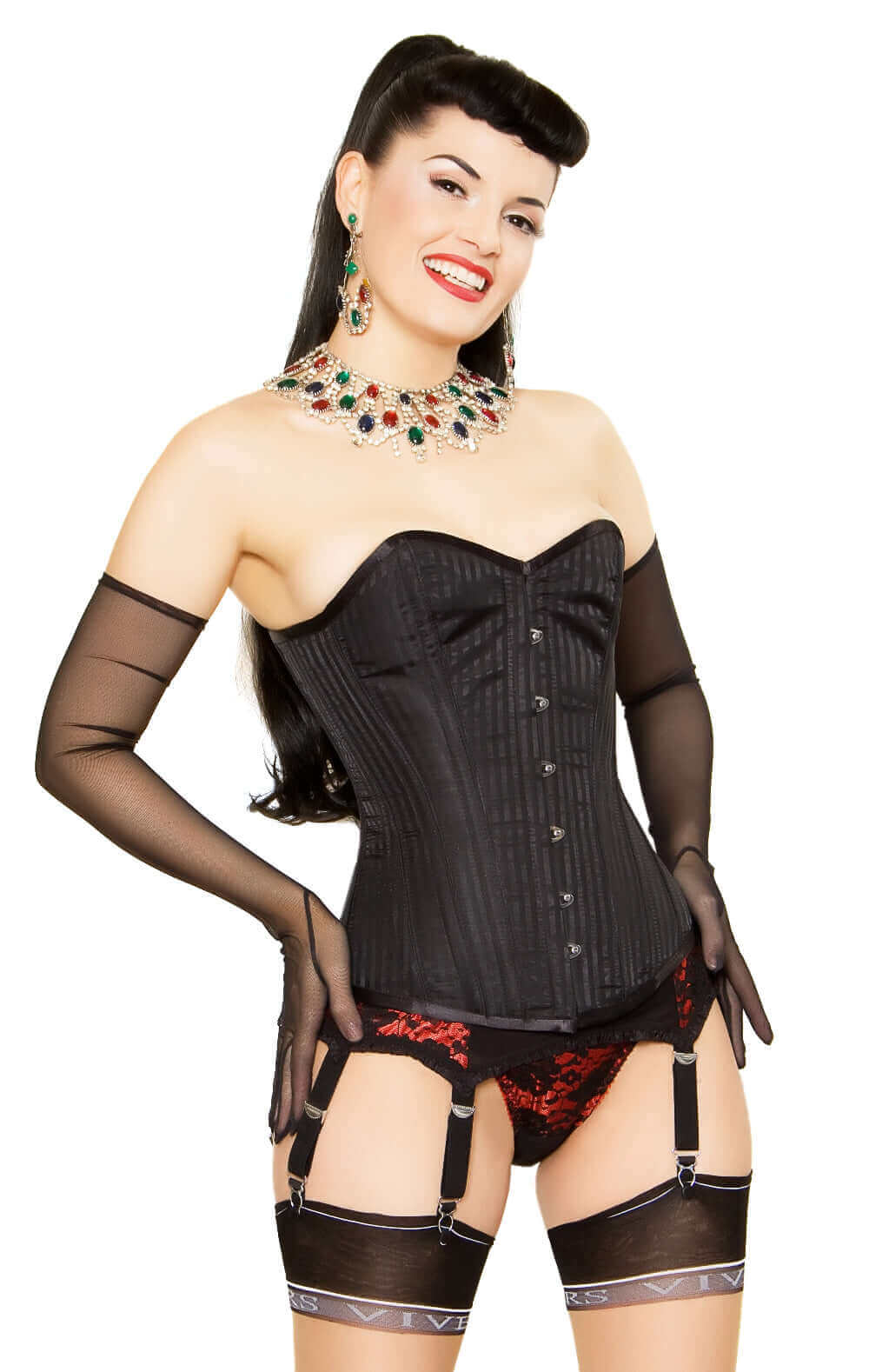 Playgirl Steel Boned Black Shadow Stripe Corset