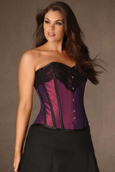 Plus Size Iridescent Taffeta Steel Boned Corset