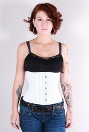 Playgirl Steel Boned Woven Pinstripe Cincher Corset In White