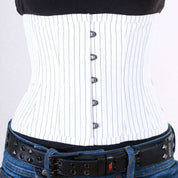 Playgirl Steel Boned Woven Pinstripe Cincher Corset In White