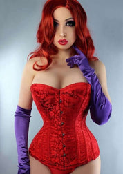 Playgirl Layla Red Steel Boned Floral Jacquard Corset