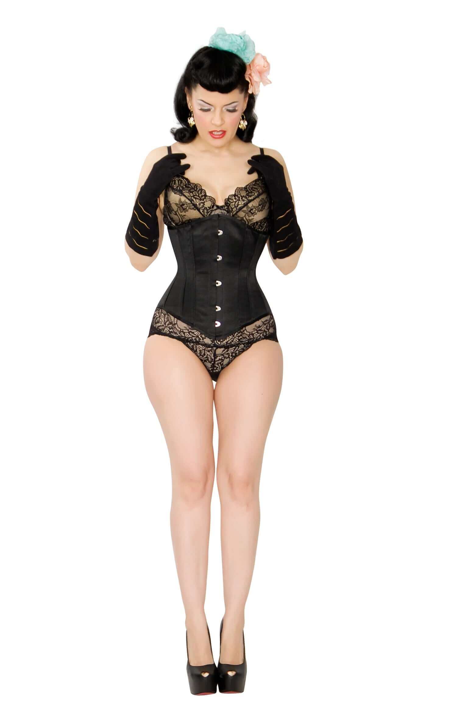 Kinnaird Ireland Black Duchess Satin Lilah Steel Boned Corset