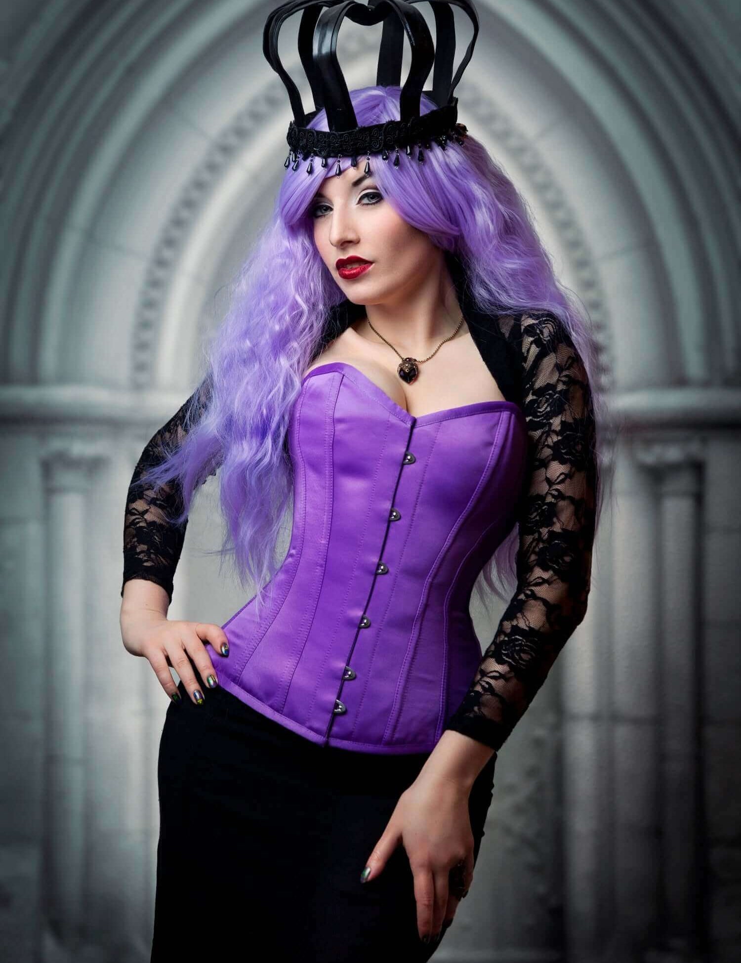 Kinnaird Ireland Dita Corset In Purple Duchess Satin