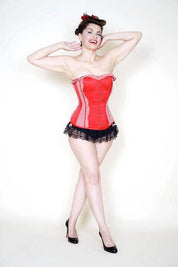 Kinnaird Ireland Retro Red Gingham Over The Bust Dita Corset With Satin