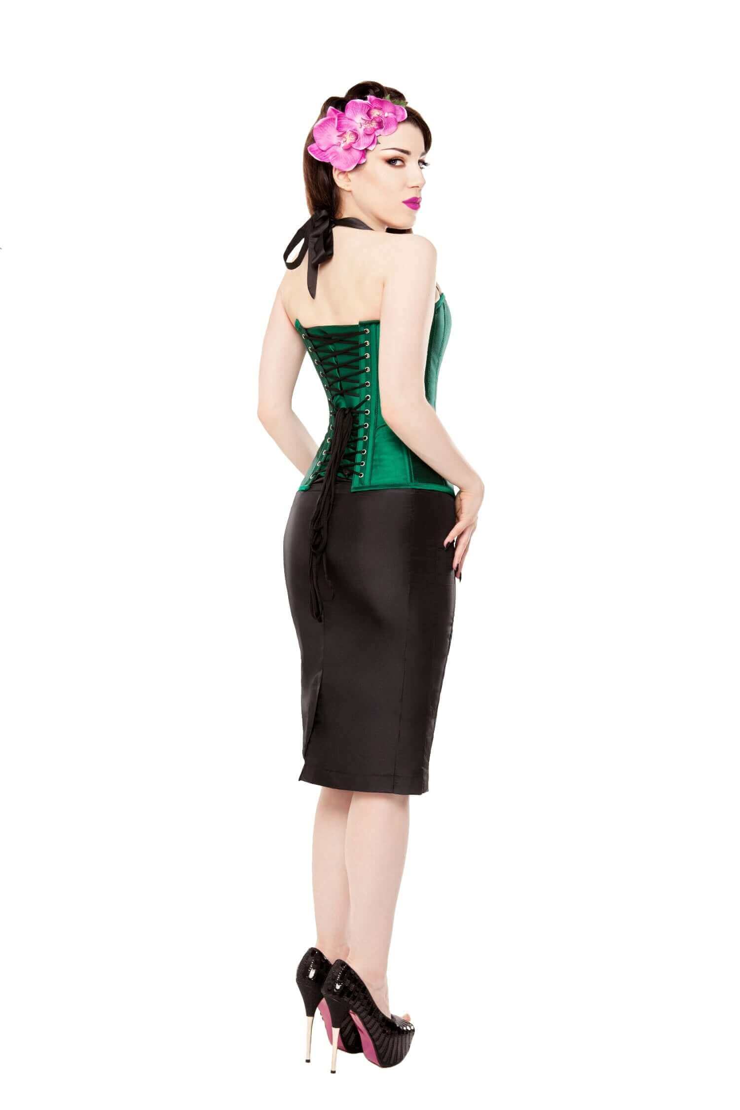 Kinnaird Ireland Green Silk Dita Steel Boned Corset