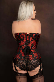 Plus Size Maeve Black And Red Floral Overbust Corset