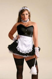 French Maid Corset In Black Duchess Satin Outfit