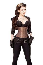 Steampunk Brown Underbust Corset With Bolero & Belt