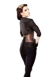 Steampunk Brown Underbust Corset With Bolero & Belt