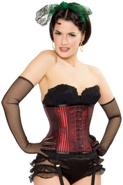 Playgirl Steel Boned Shadow Stripe Red Underbust Corset