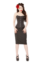 Playgirl Long Black Pinstripe Pencil Skirt