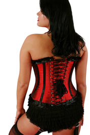 Playgirl Ruby Red & Black Steel Boned Corset With Ribbon