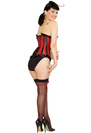 Playgirl Ruby Red & Black Steel Boned Corset With Ribbon