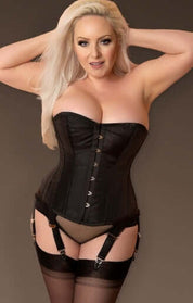 Playgirl Layla Lush Black Tafetta Steel Boned Overbust Corset