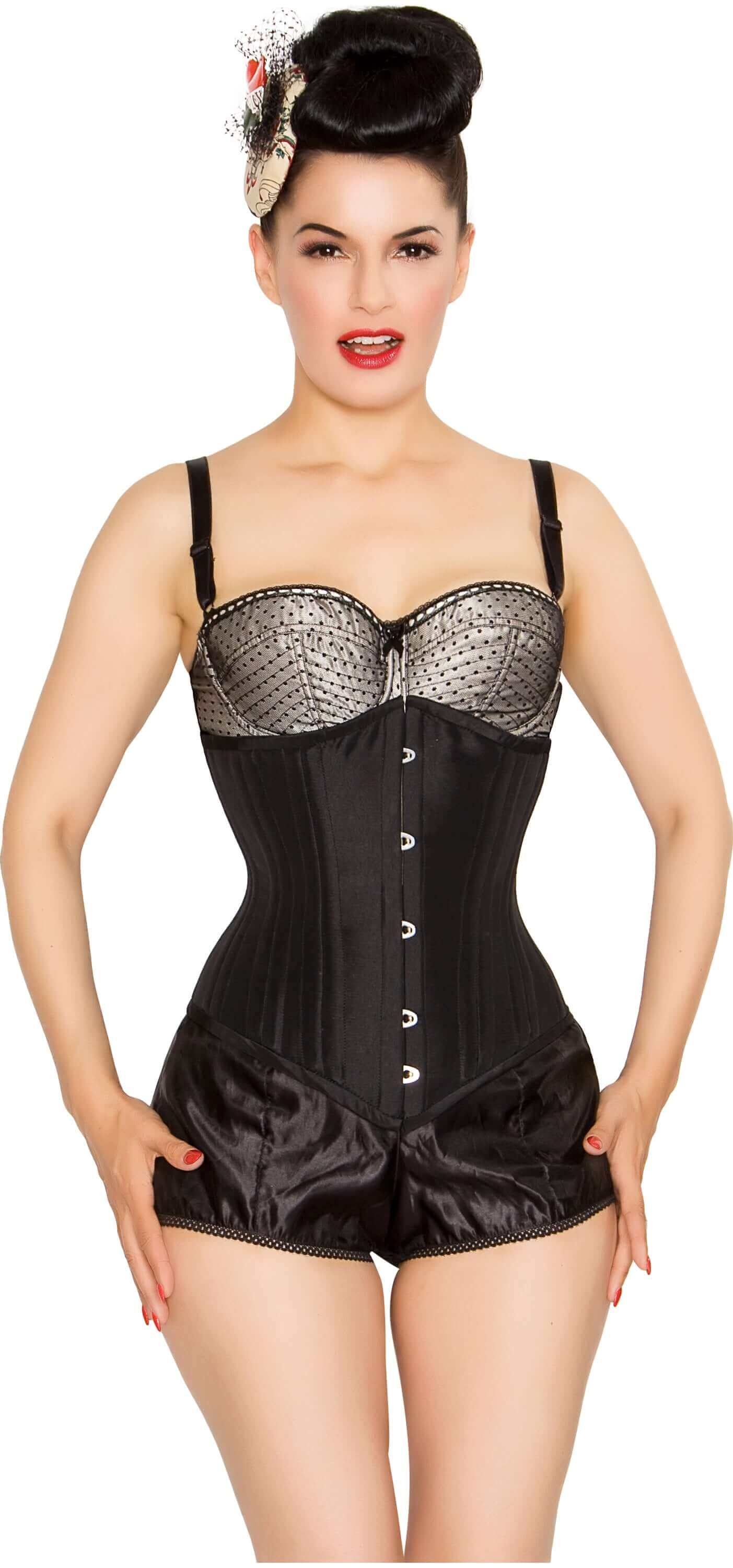 Waist Training Tightlacing Long Corset Cincher In Black