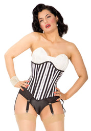 Playgirl Long Black & White Stripe Corset Cincher