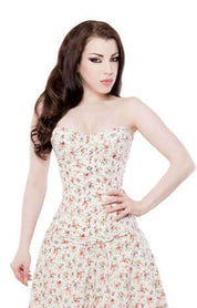 Playgirl Ivory Floral Overbust Steel Boned Corset