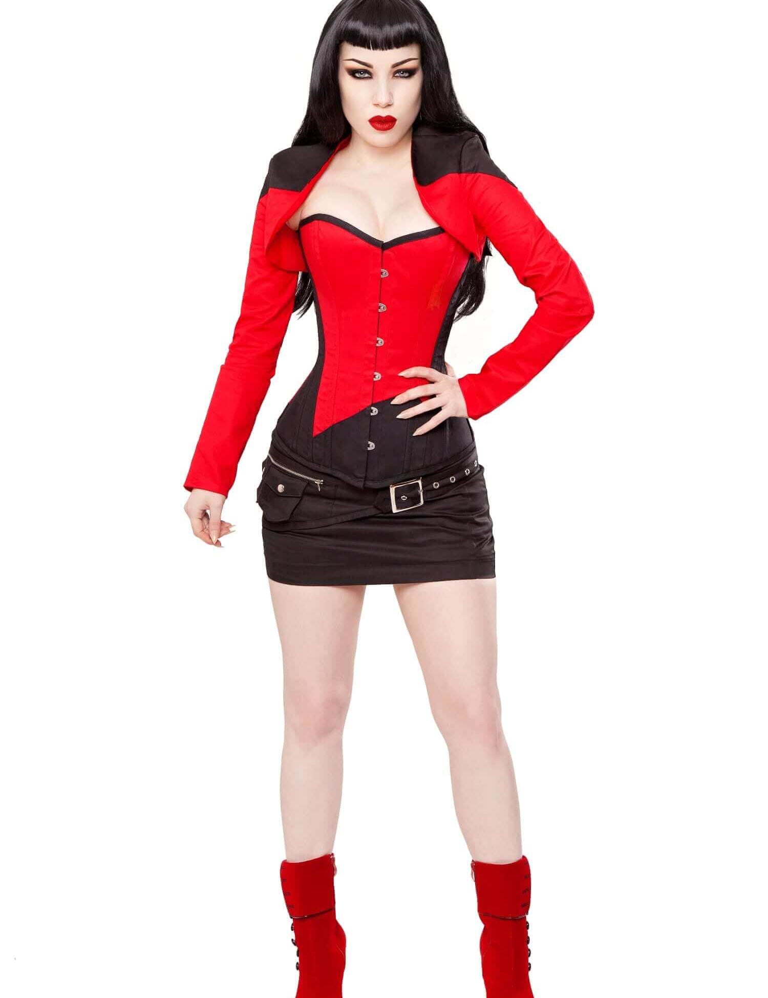 Playgirl Black & Red Cotton Bolero Shrug Top