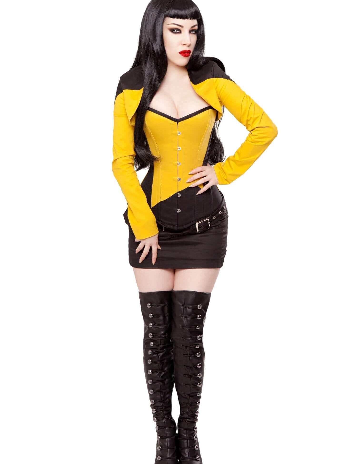 Playgirl Black & Yellow Cotton Bolero Shrug Top