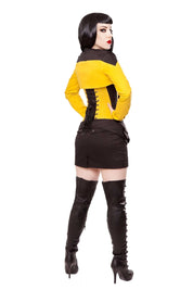 Black/Yellow Corset, Bolero, Skirt, Belt & Boots Outfit