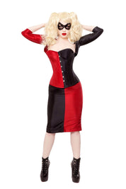 Harley Quinn Black/Red Corset, Bolero & Skirt Outfit