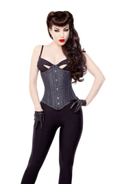 Long Denim Waist Training Steel Boned Corset Cincher