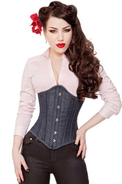 Long Denim Waist Training Steel Boned Corset Cincher