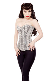 Playgirl Long Faux Snake Skin Overbust Steel Boned Corset