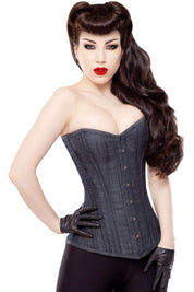 Playgirl Long Overbust Denim Steel Boned Corset