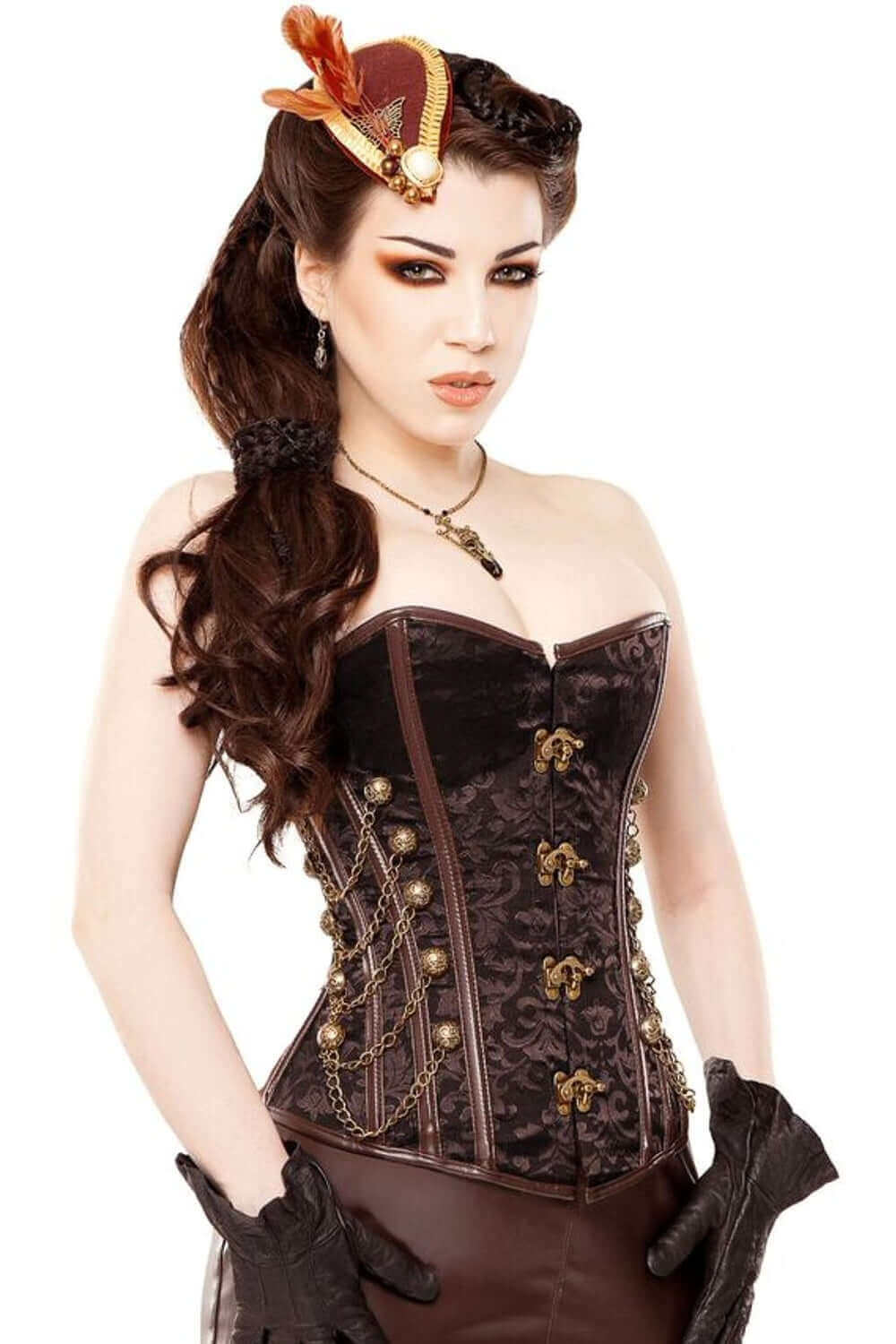 Playgirl Steel Boned Steampunk Corset With Vintage Brass