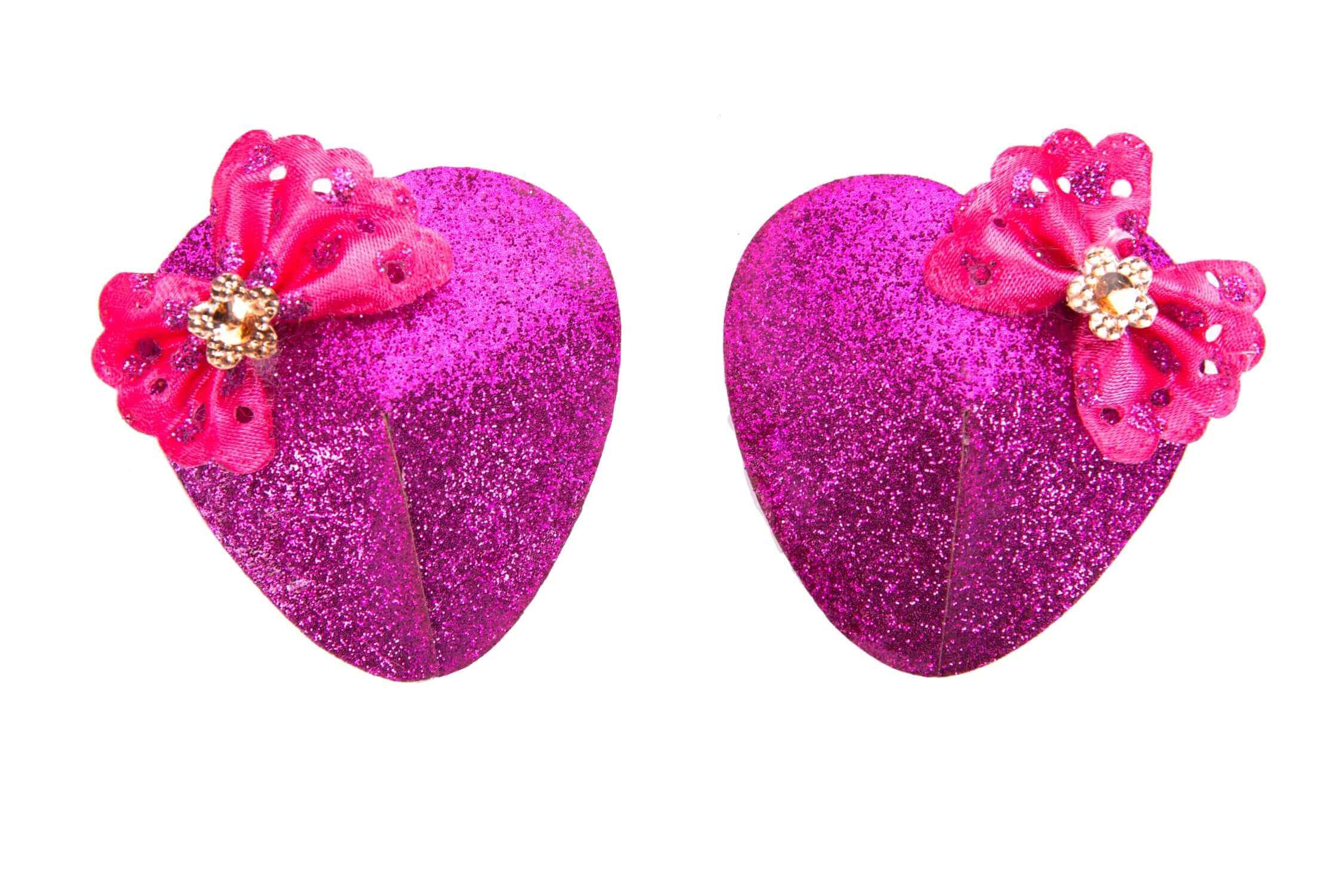 Glittery Heart Nipple Pasties With Bows