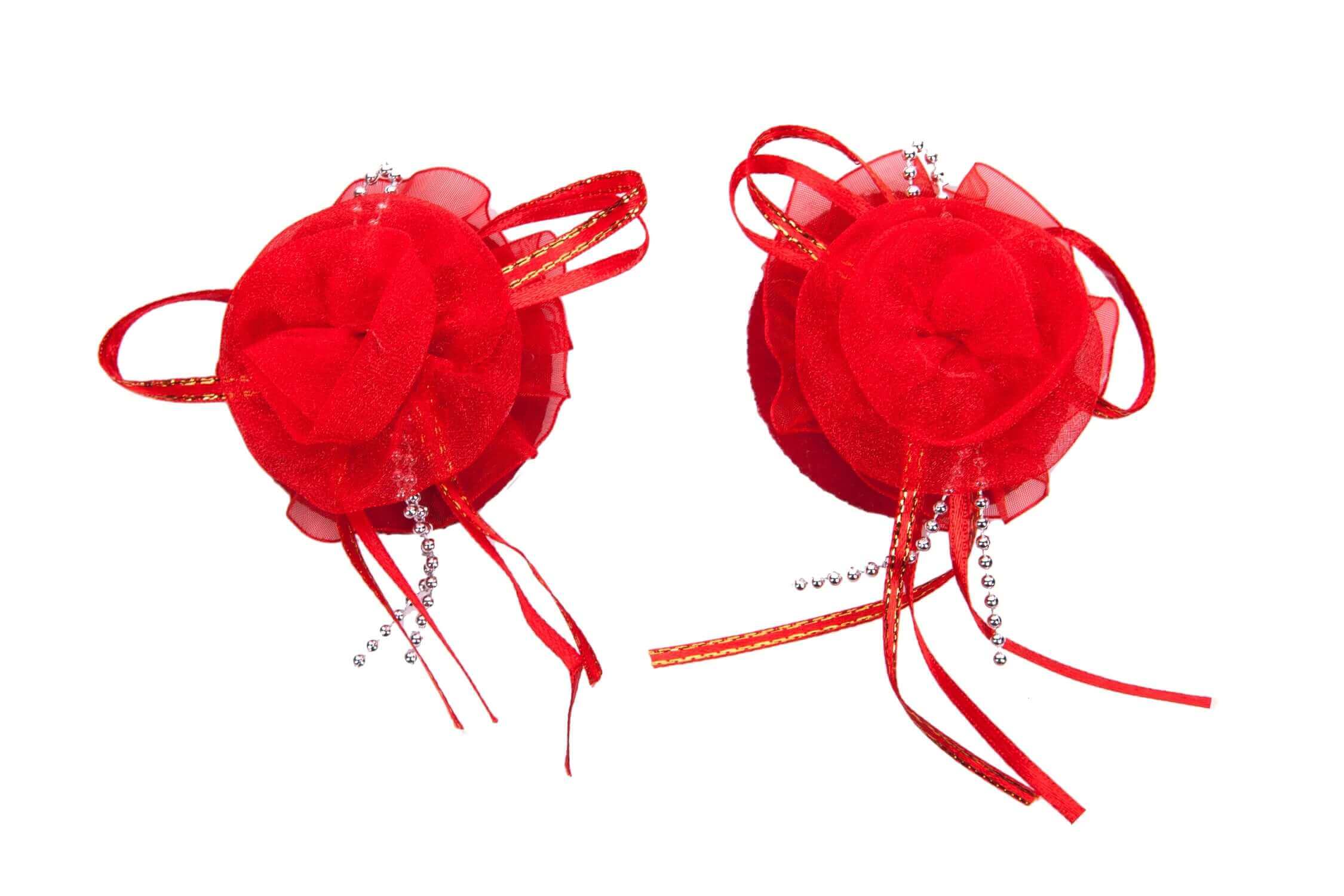 Red Organza Flower Nipple Pastie