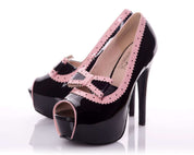 Playgirl Patent Peep Toe Platform Shoe In Black