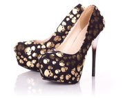 Playgirl Shiny Gold Skull Shoes