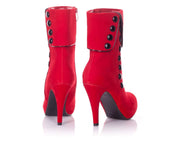 Playgirl Red Suede Button Detail Ankle Boots