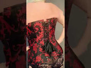 Plus Size Maeve Black And Red Floral Overbust Corset