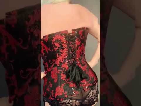 Plus Size Maeve Black And Red Floral Overbust Corset