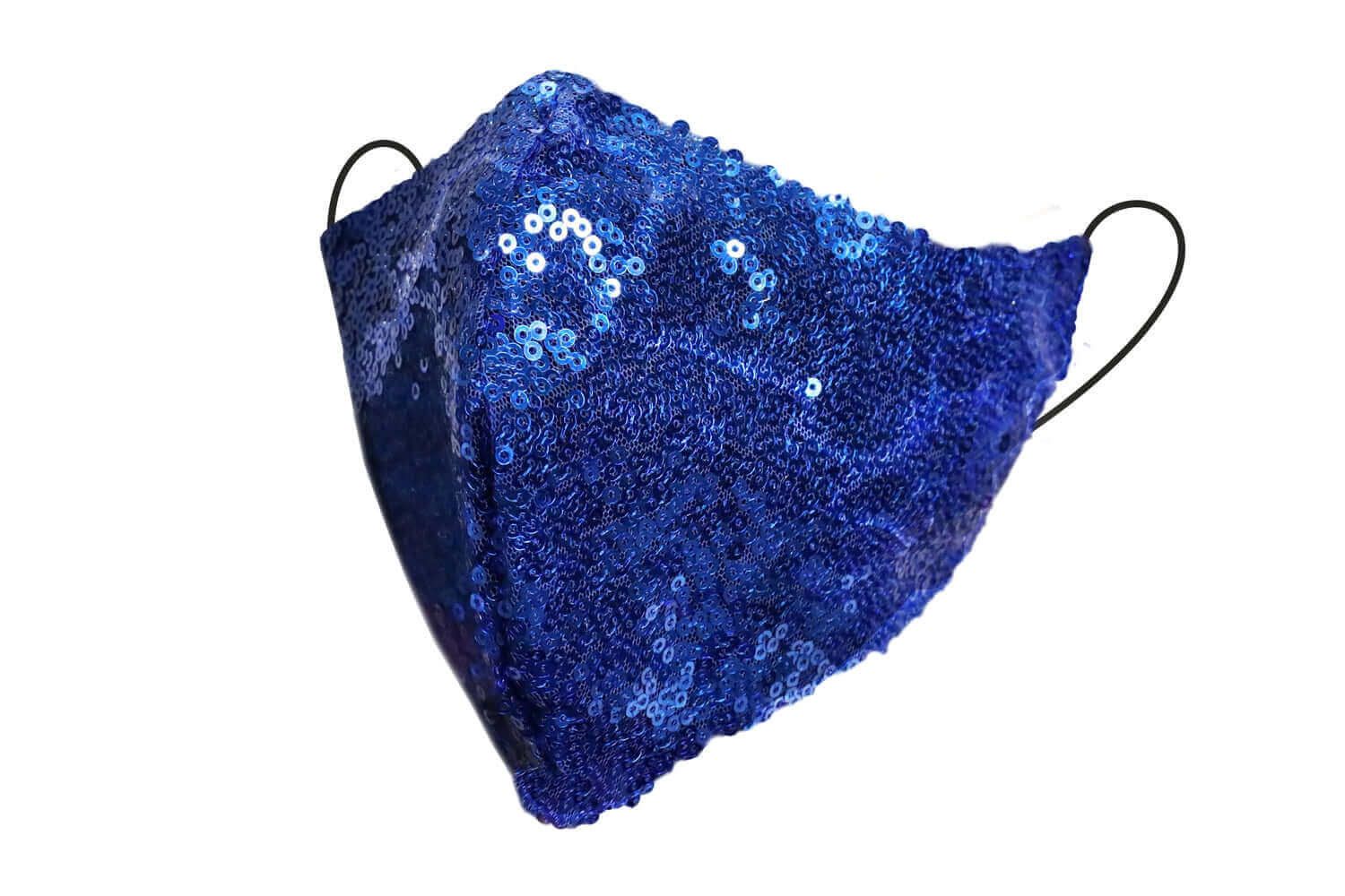 Blue Sequin Fitted Face Mask