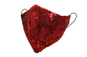 Red Sequin Fitted Face Mask