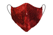 Red Sequin Fitted Face Mask