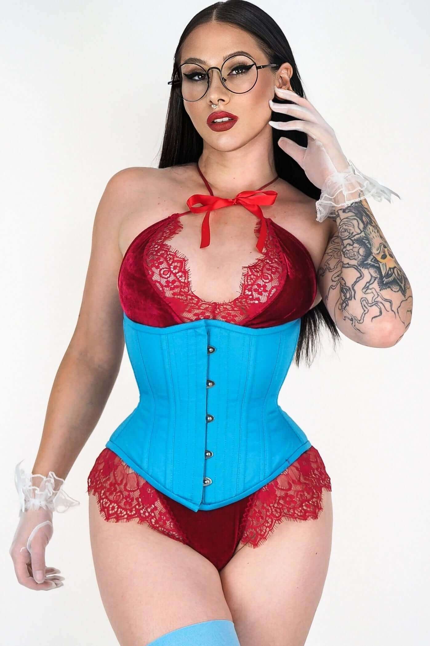 Artemis Hourglass Silhouette Corset In Aqua Designed by Lucy's Corsetry